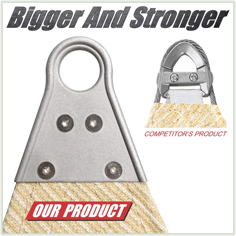 ColourTree سفينة ظل مثلث بلون البيج 16' x 16' x 16' من ColourTree، قماش ثقيل بوزن 260 GSM، مع زوايا وحواف معززة، ضمان 5 سنوات (نقدم أحجام مخصصة)  - Image 5